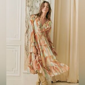 Sezane Andreanne leaves color dress